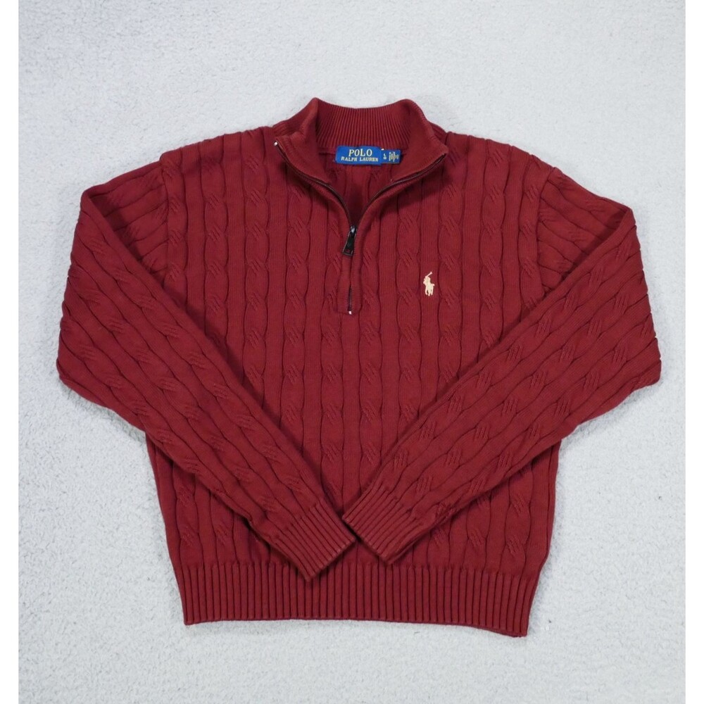 Polo Ralph Lauren Cable Knit Quarter-Zip Pullover Sweatshirt YOUTH Large